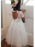 Ivory Lace Tulle Heart Back Flower Girl Dress Ivory Lace Tulle Heart Back Flower Girl Dress